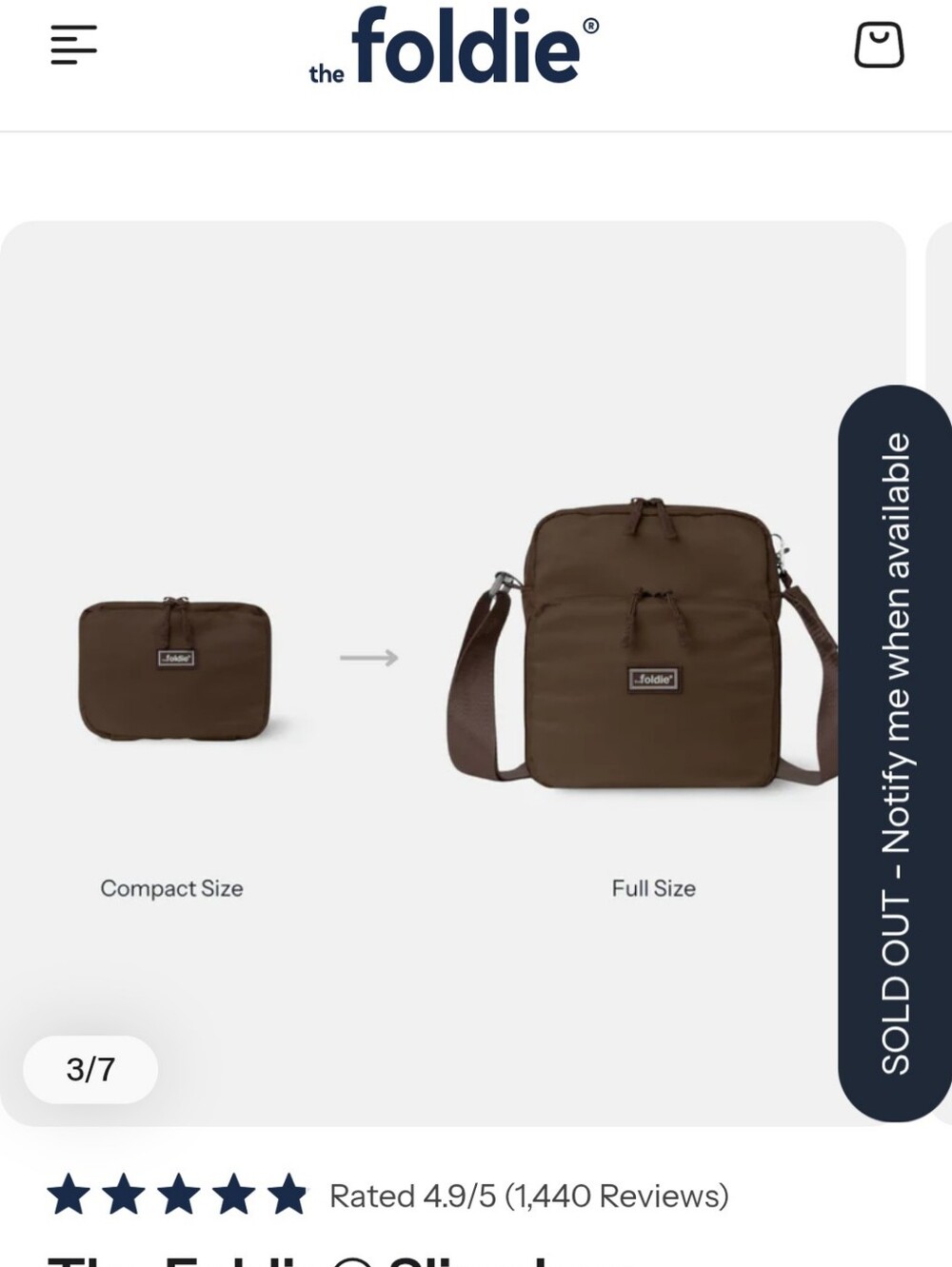 NWT The Foldie Brown Sling Bag - Picture 3 of 11